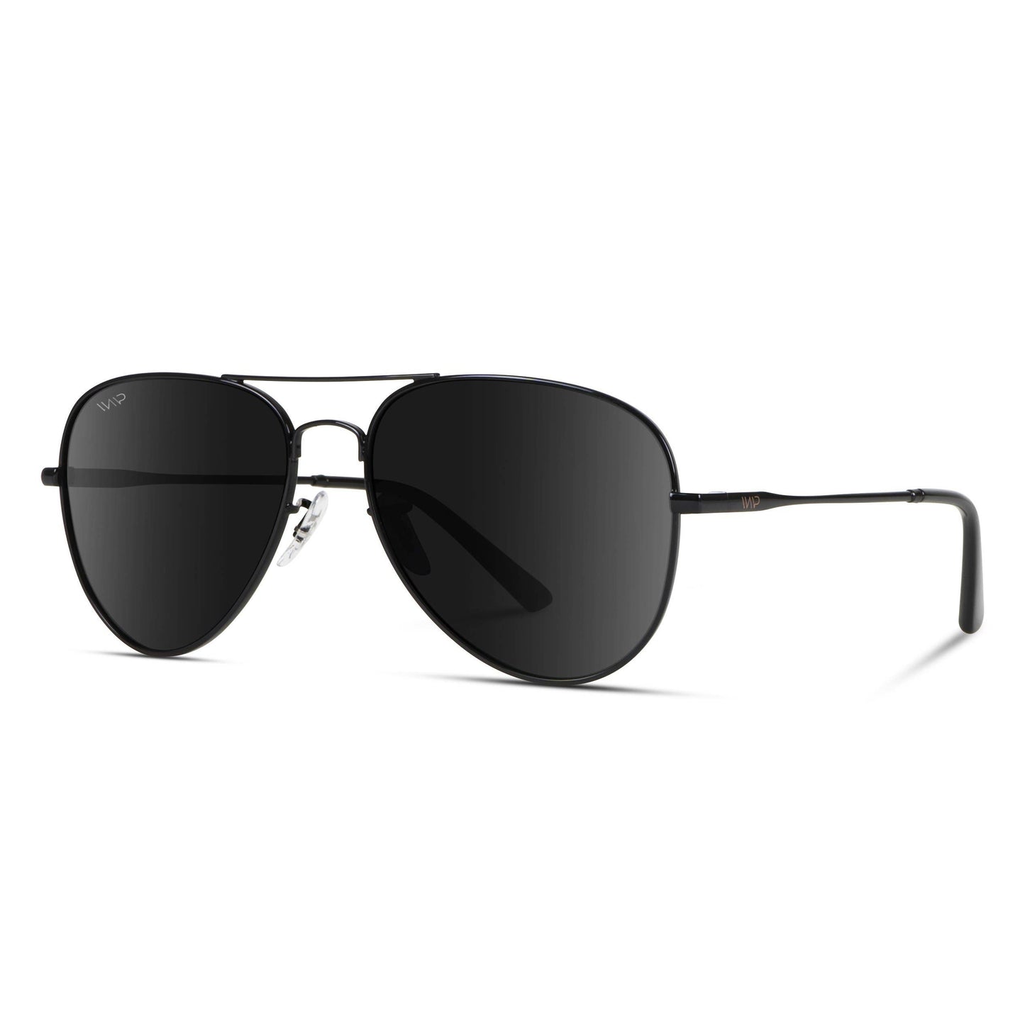 Maxwell - Polarized Aviator Frame Sunglasses: Black Frame/Black Lens