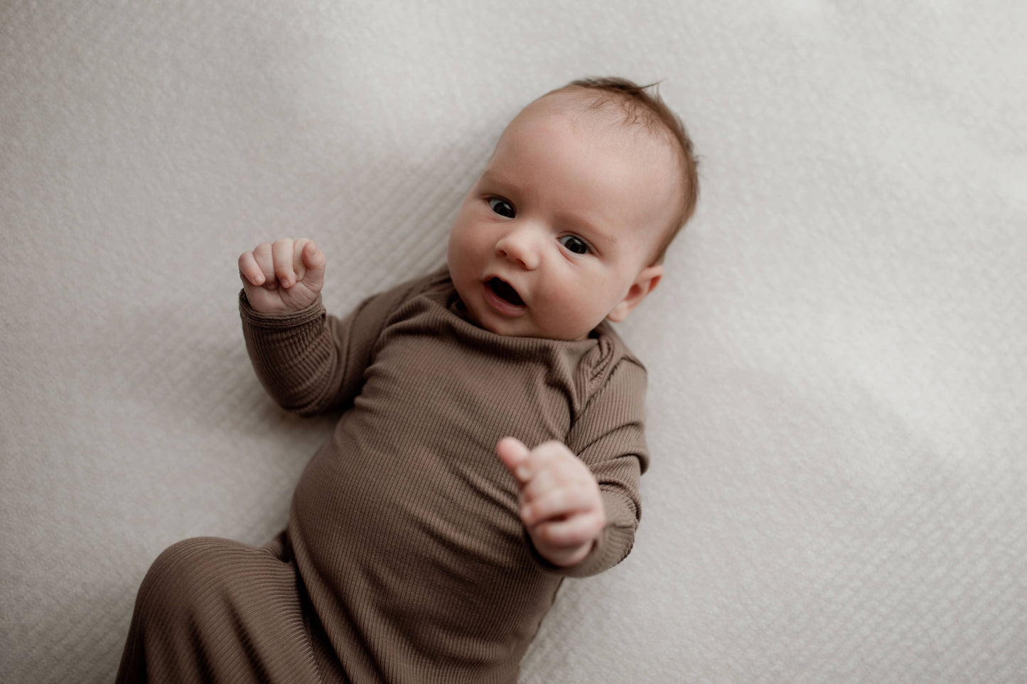 Cocoa Brown Ribbed Knotted Newborn Baby Gown sleepwear: Gown