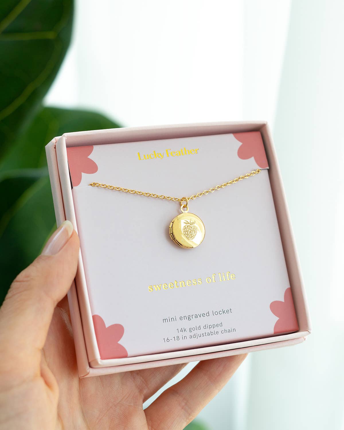 Mini Engraved Locket - STRAWBERRY