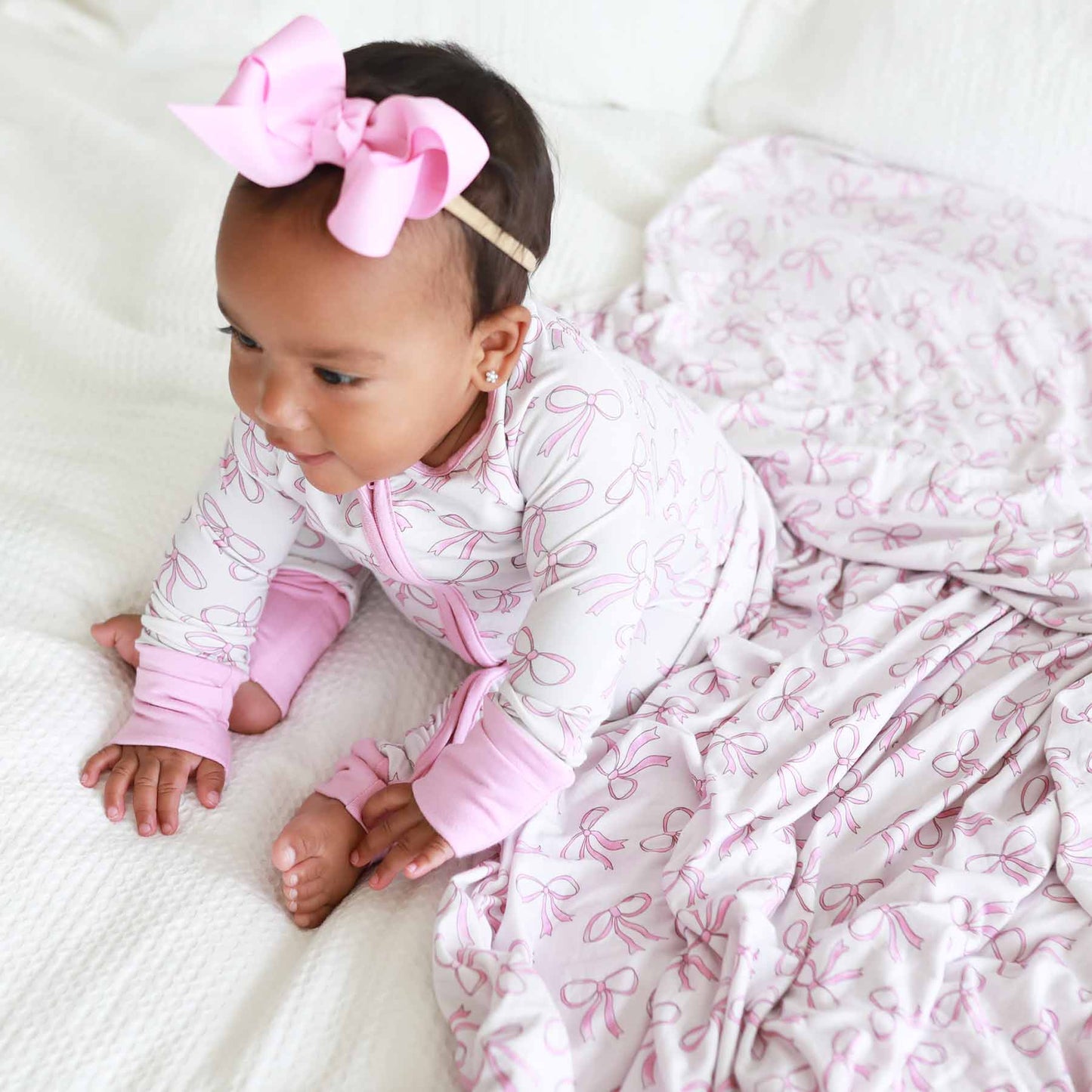 Blushing Bows Convertible Zip Romper: 0-3 months