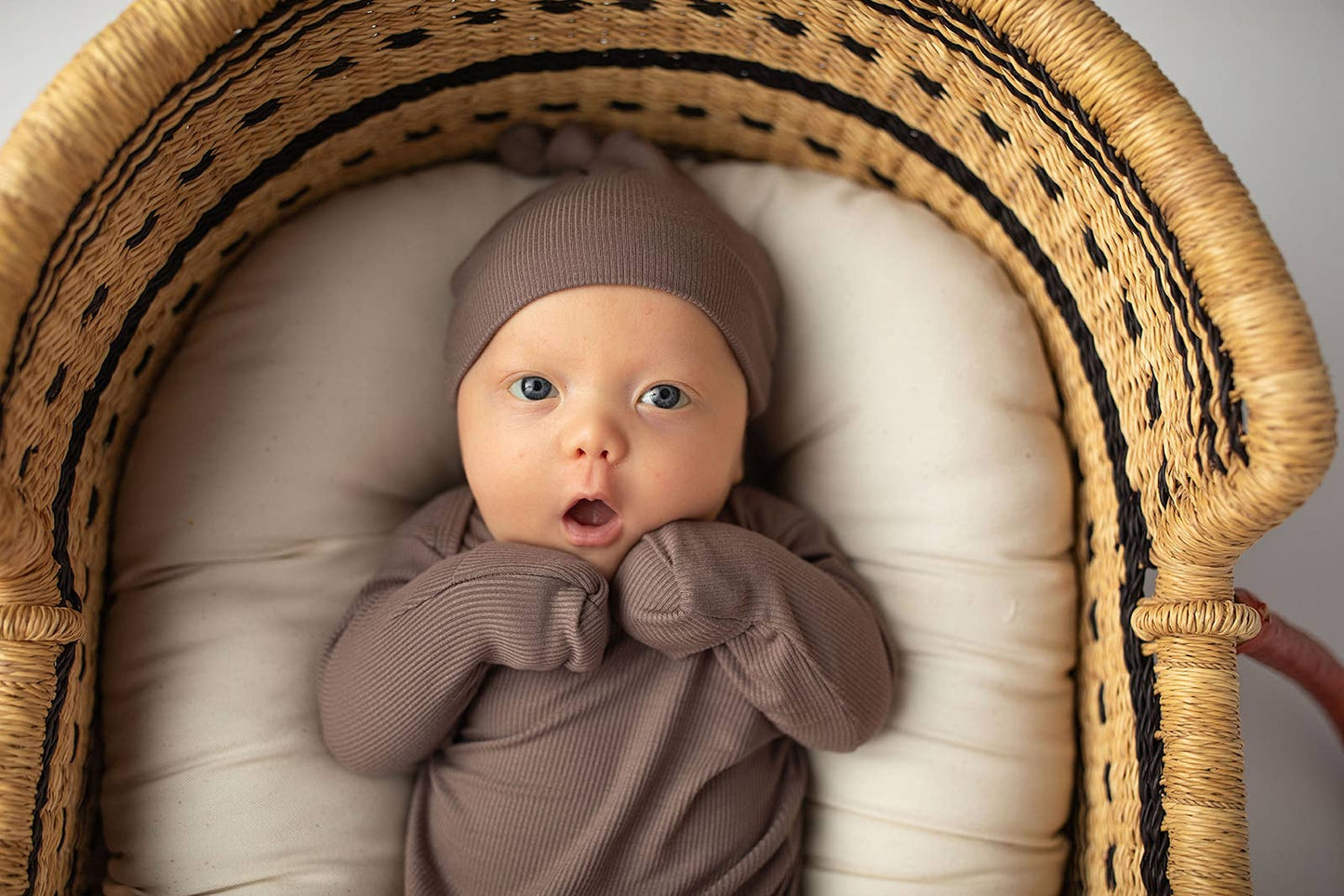 Cocoa Brown Ribbed Knotted Newborn Baby Gown sleepwear: Gown