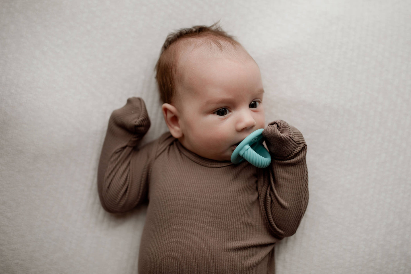 Cocoa Brown Ribbed Knotted Newborn Baby Gown sleepwear: Gown
