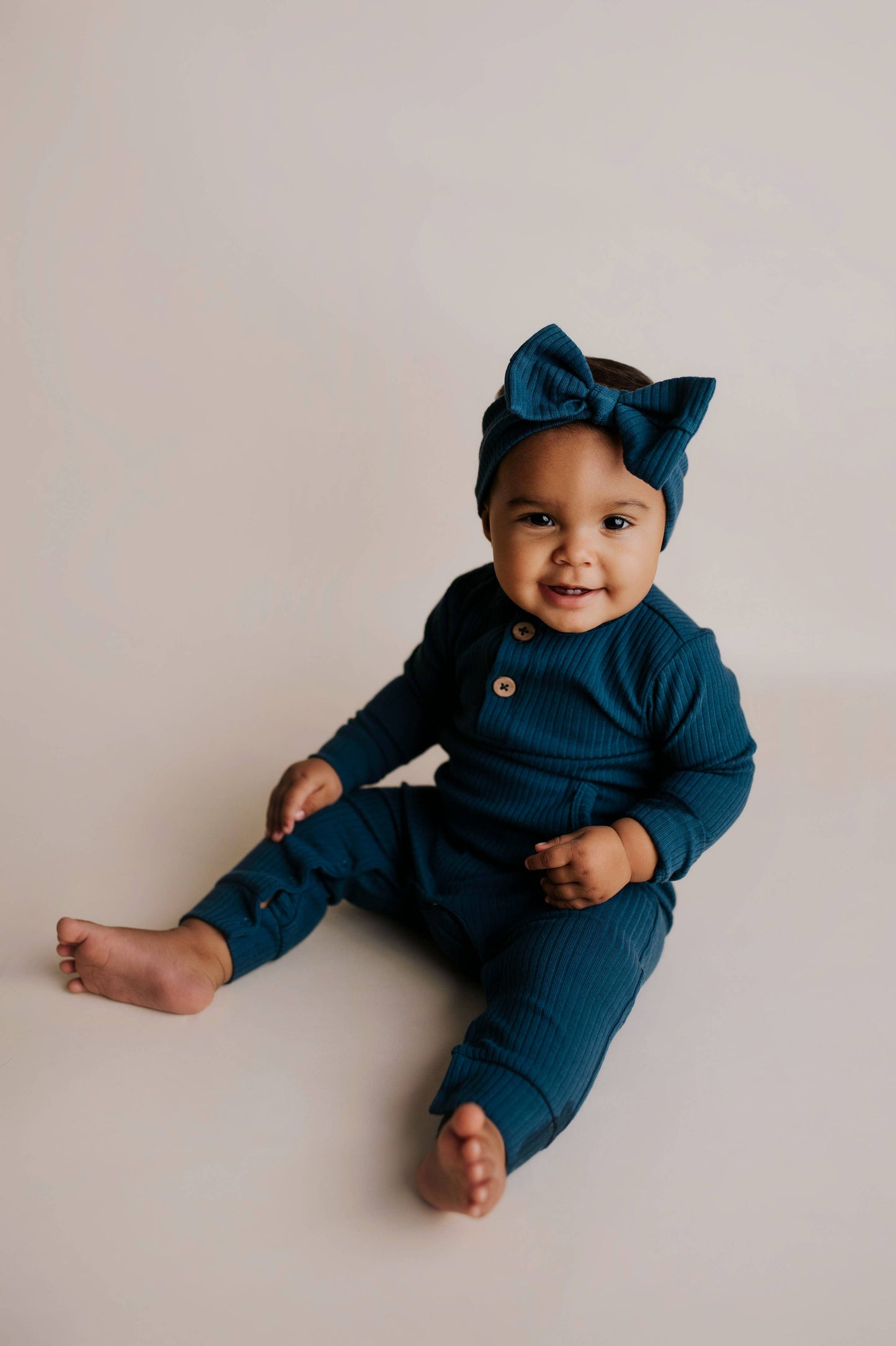 Baby Ribbed Playsuit with Pockets and Bow: Mauve / 18-24 Months