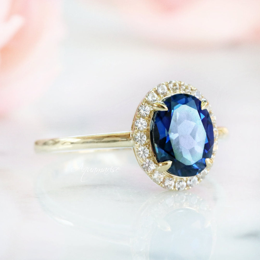 oval halo sapphire ring