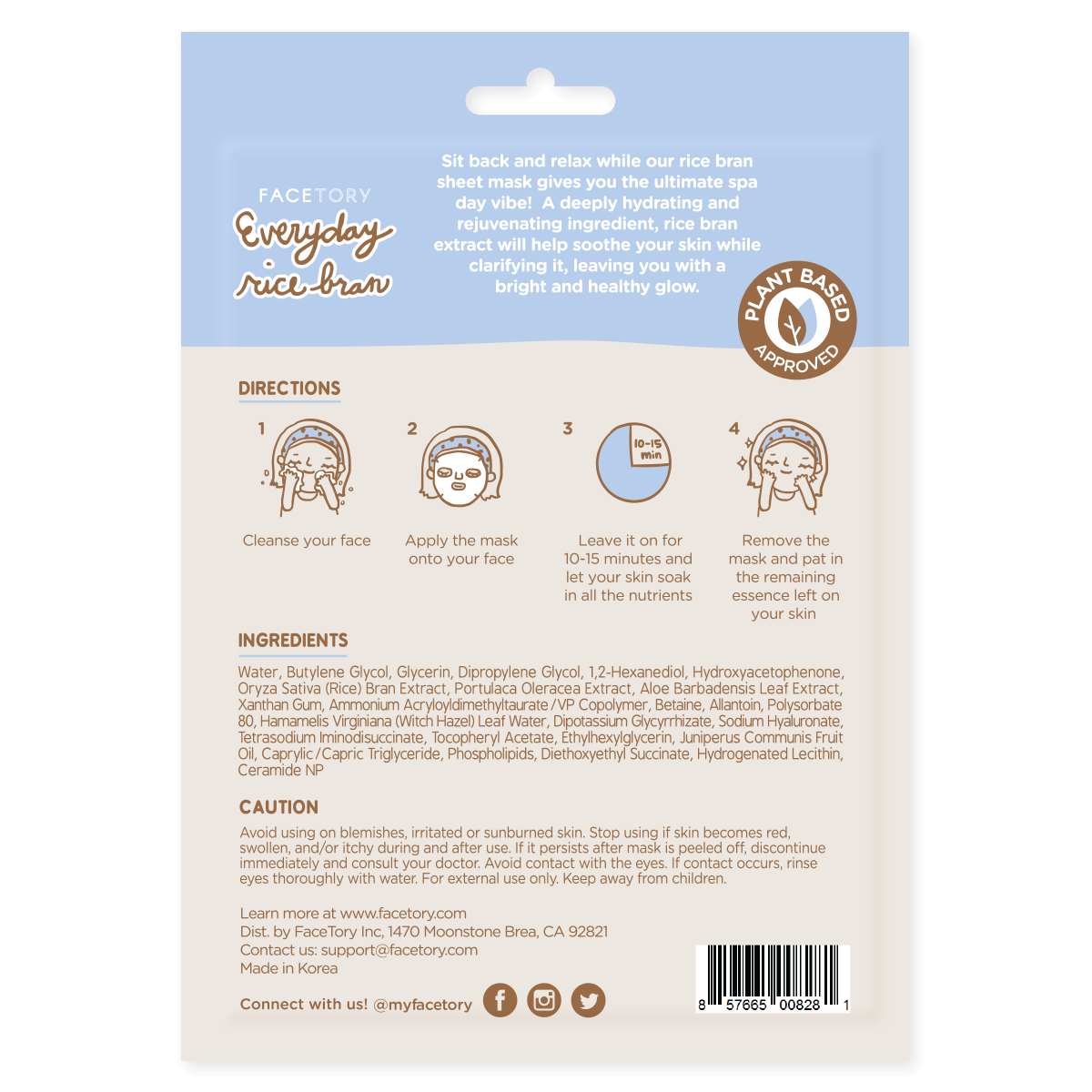 Face Mask - Korean Beauty - Soothing - Everyday - Rice Bran