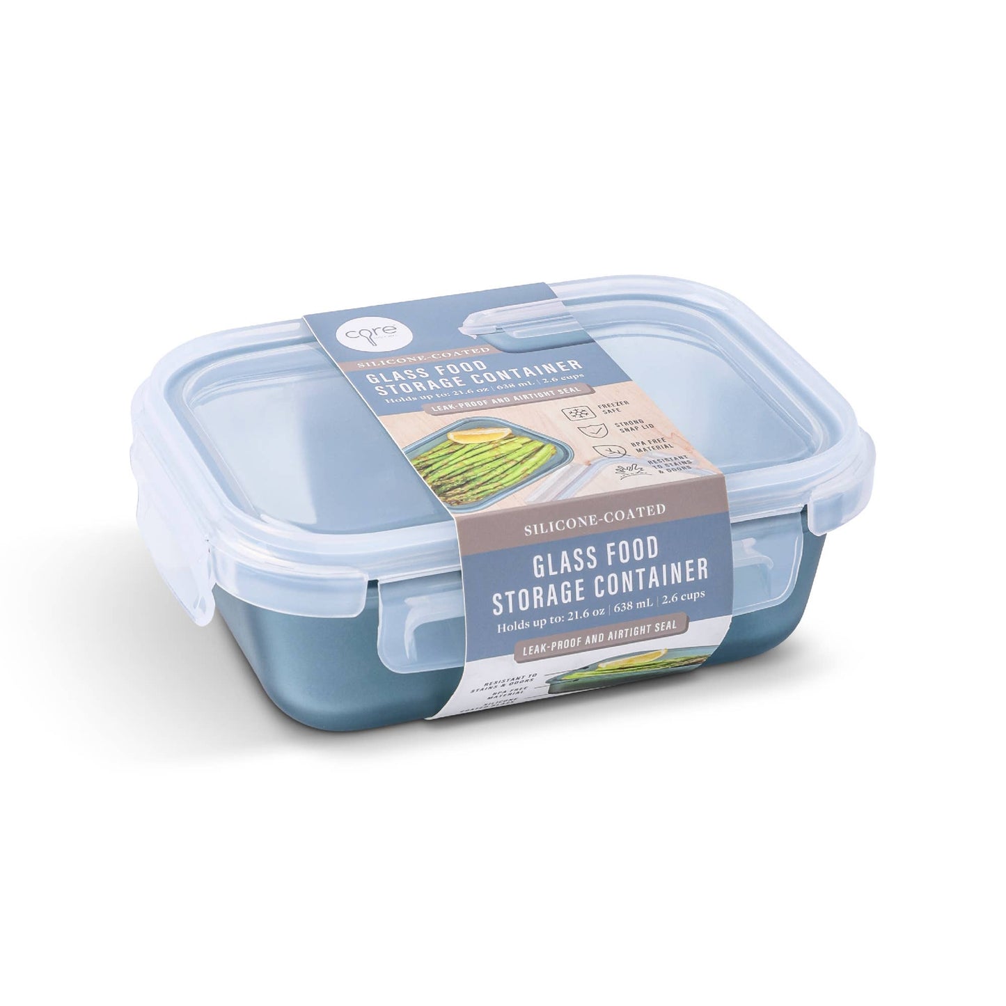 21.6oz Silicone Glass Food Storage Container - Denim