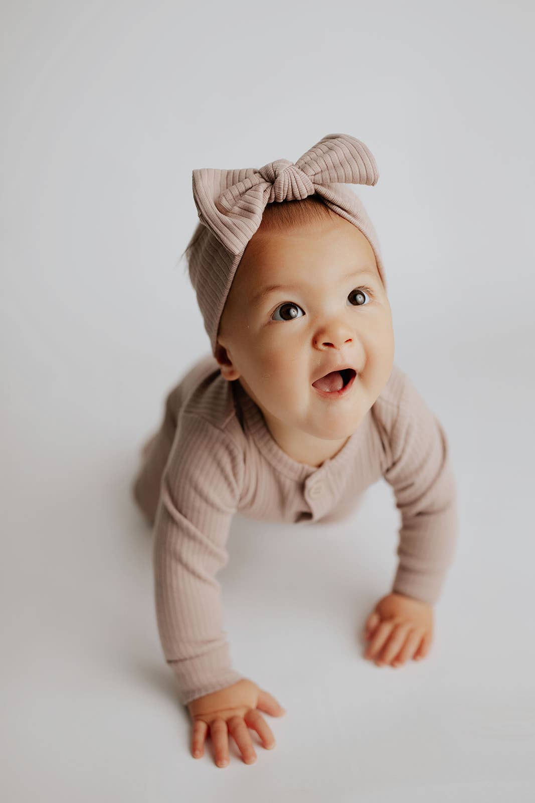 Baby Ribbed Playsuit with Pockets and Bow: Mauve / 18-24 Months