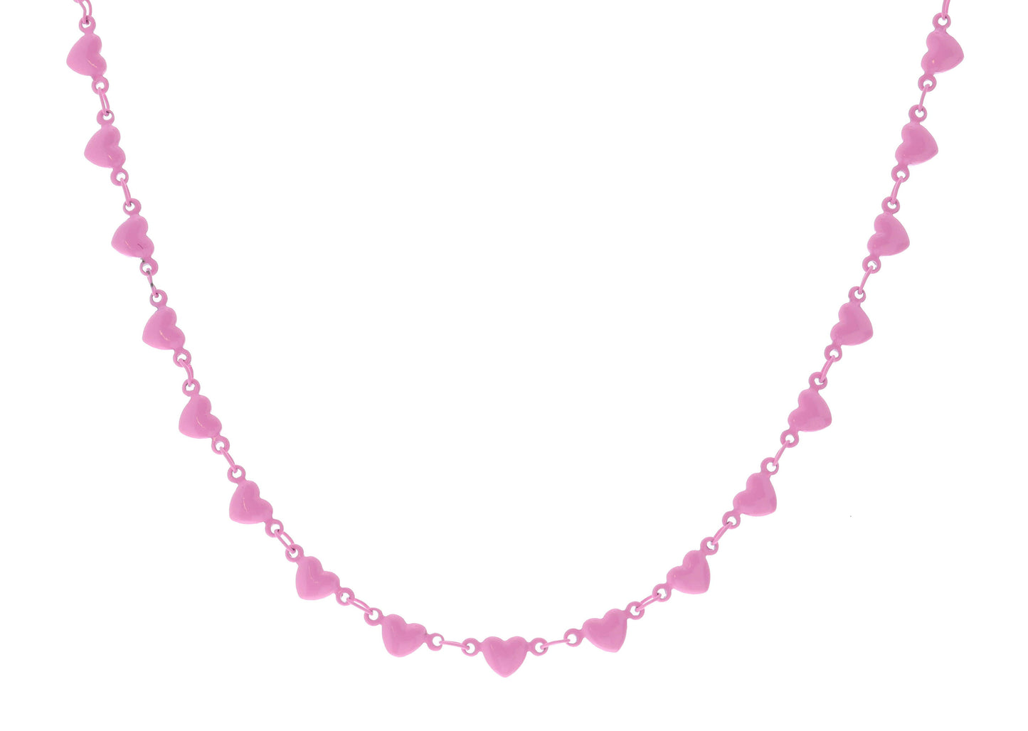 Kids 14" Light Pink Metal Hearts Necklace, 3" Ext.