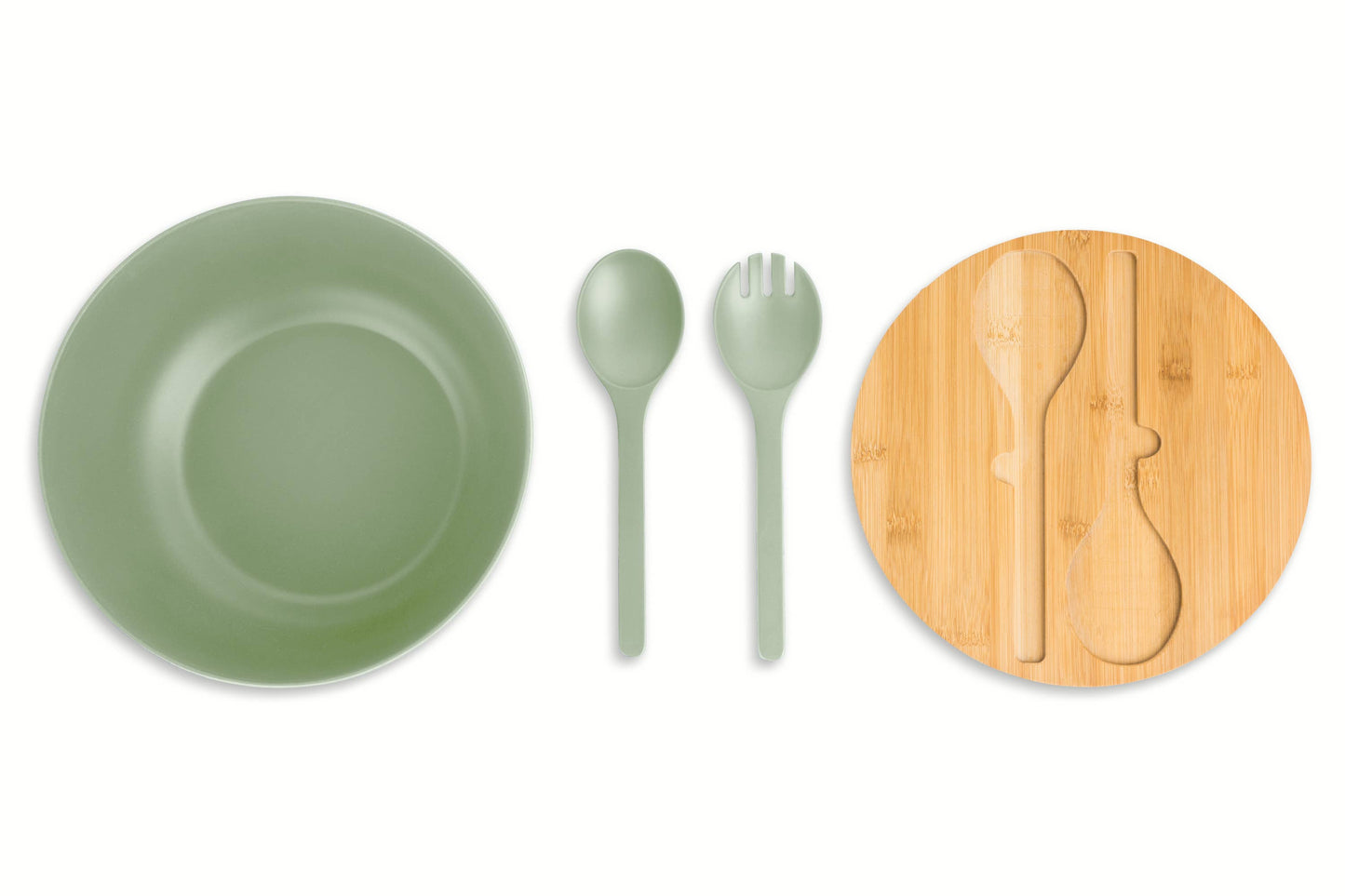 4pc Bamboo Salad Bowl Set - Leaf