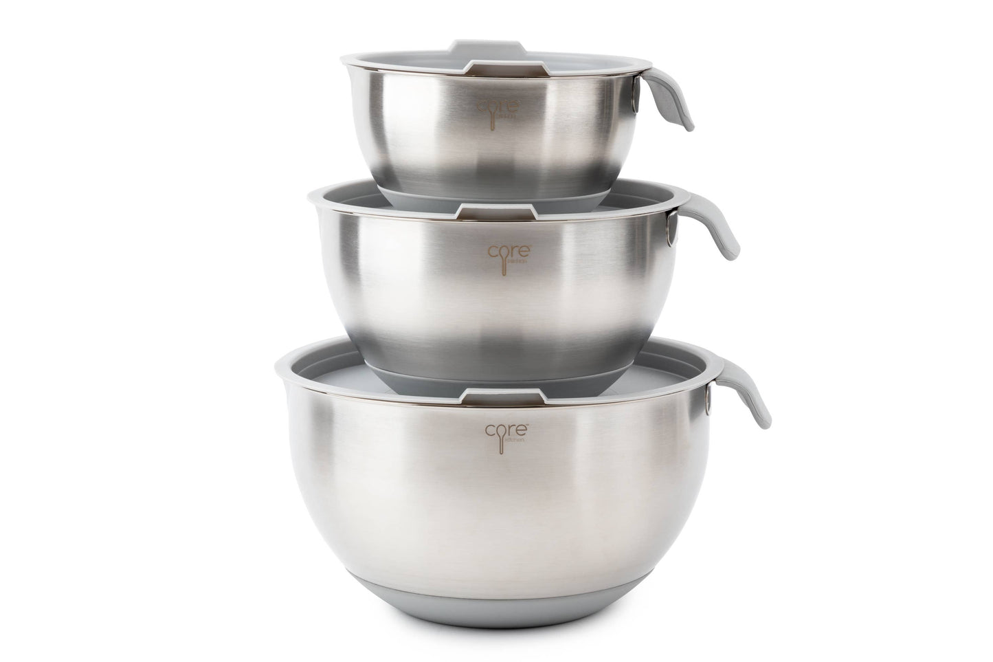 6pc Essentials Non-Skid SS Mixing Bowls w/ Lids Set