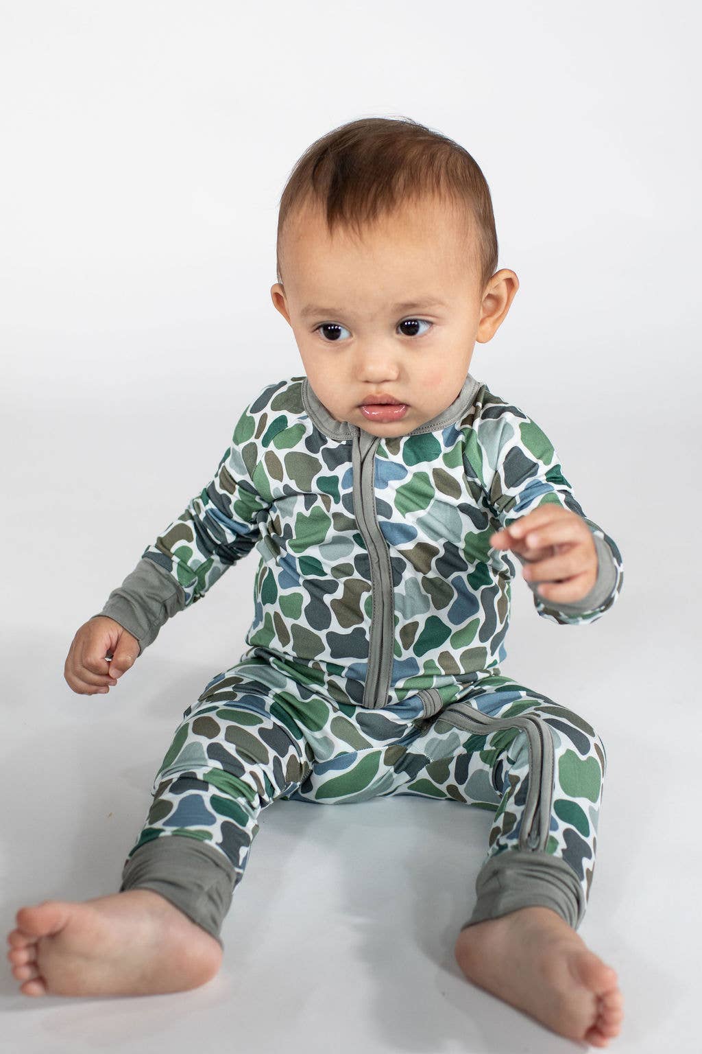 Pebble Camo - Zip Convertible PJs: 12-18M