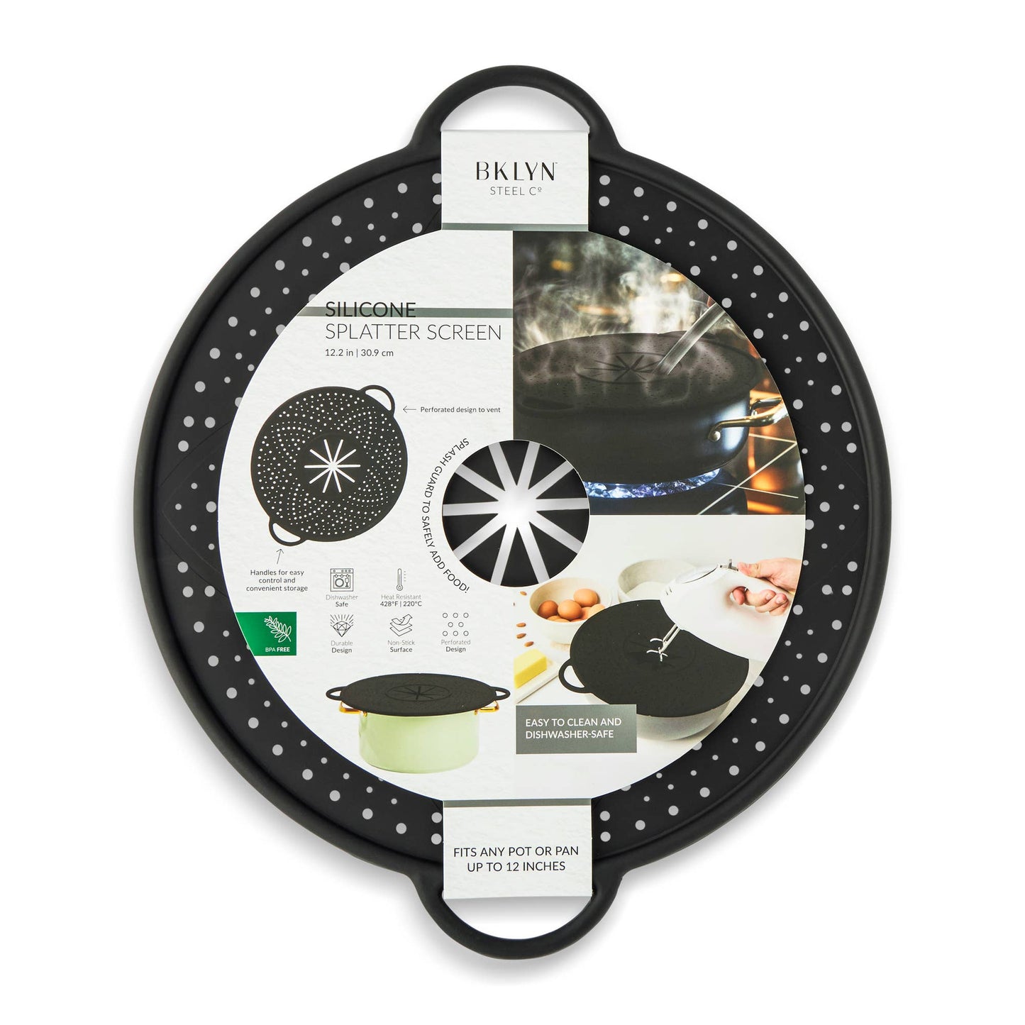 Silicone Splatter Screen with Splash Guard - Onyx