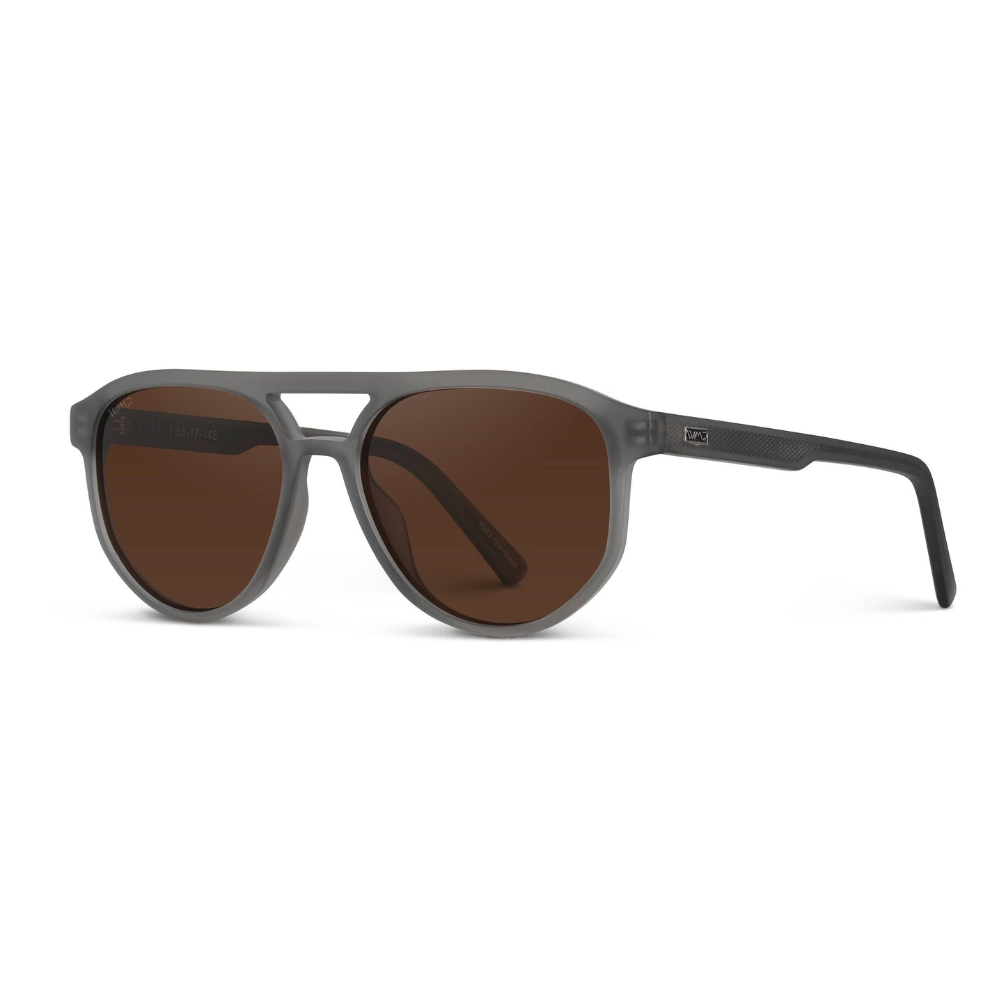 Hudson - Aviator Unisex Polarized Sunglasses: Frosted Graphite Frame/Brown Lens