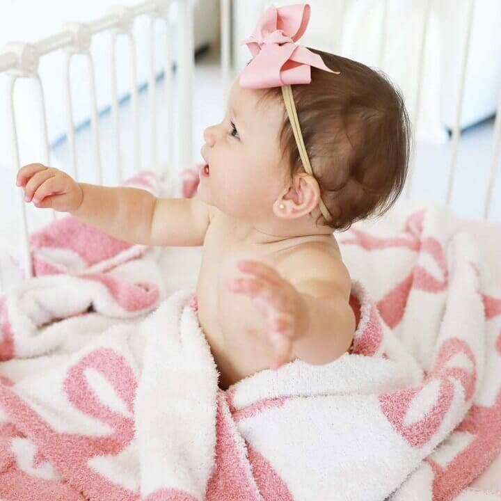 CuddleLane™ Luxe Blankets | Bows: Baby Blanket (40" x 30") / Dark Pink Bows
