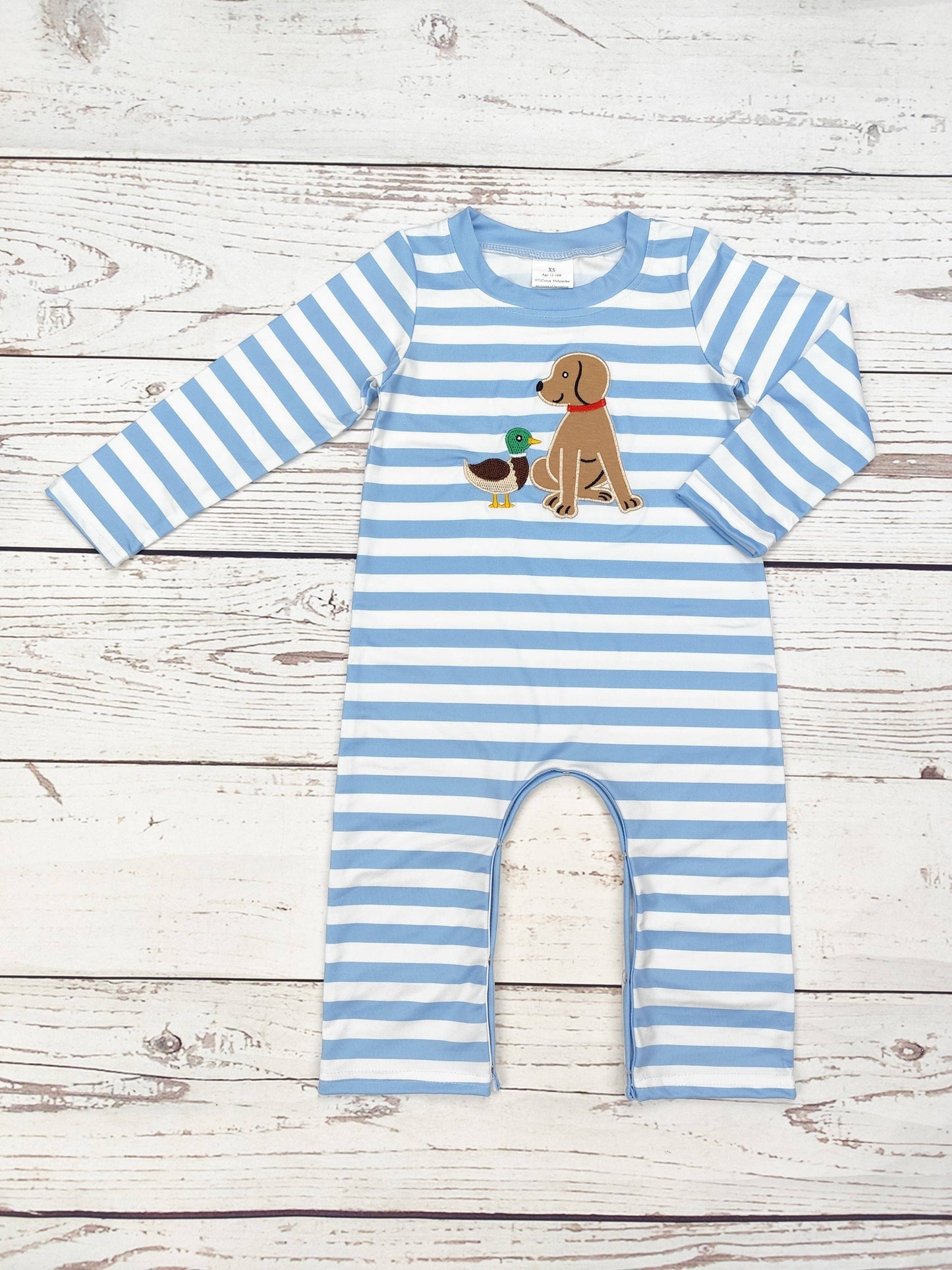 Baby Boy Dog Duck Appliqué Romper: 0-3M