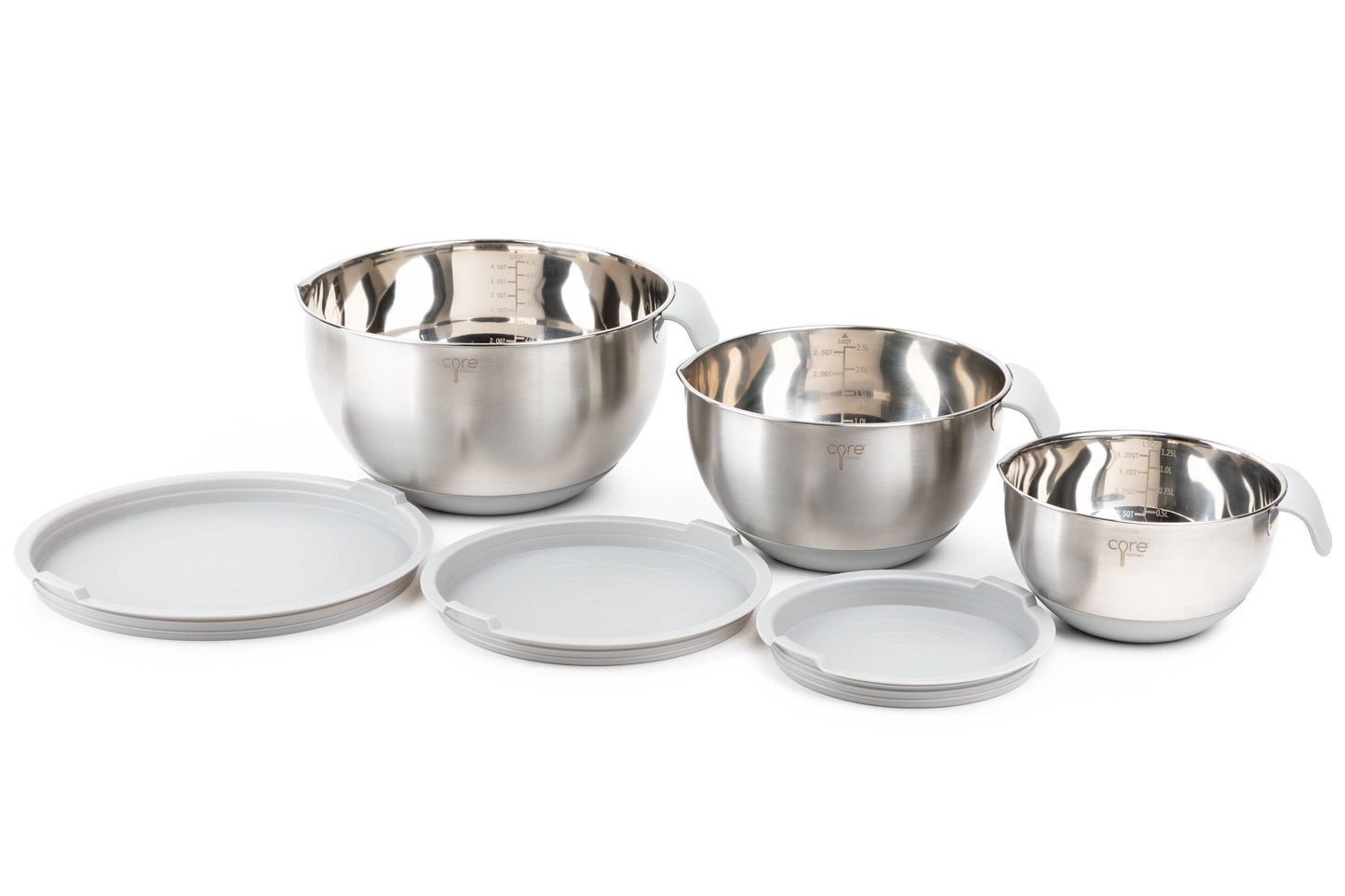 6pc Essentials Non-Skid SS Mixing Bowls w/ Lids Set
