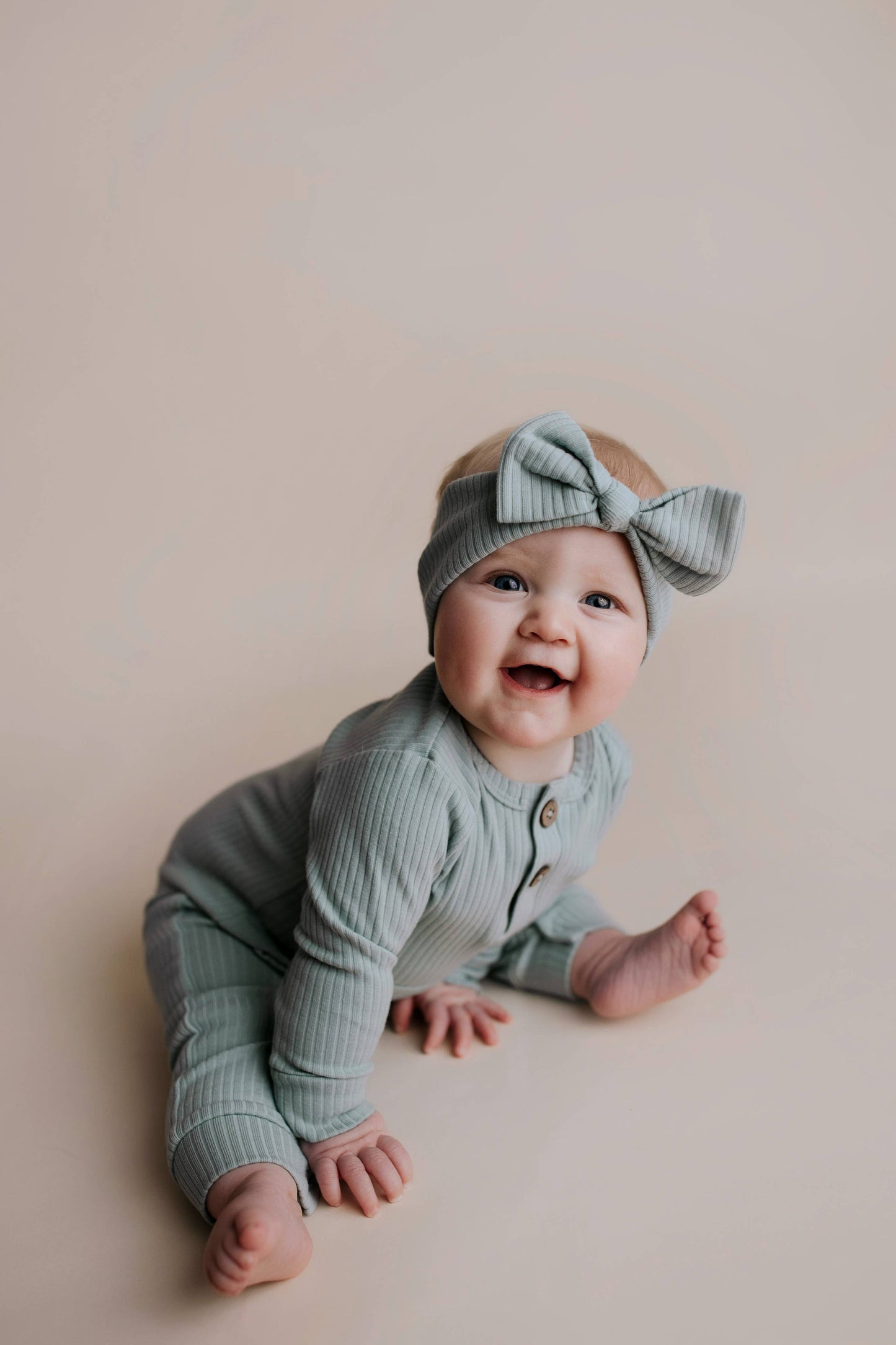 Baby Ribbed Playsuit with Pockets and Bow: Mauve / 18-24 Months