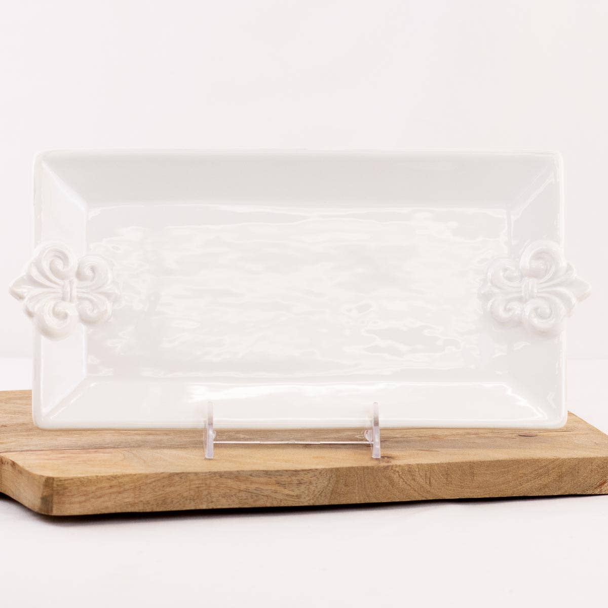LaFleur Embossed Rectangle Platter White 12x6.5