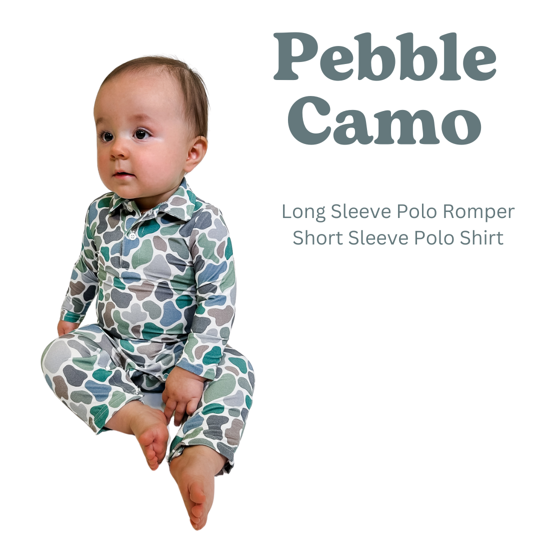Camo Long Sleeve Polo Romper: 3-6 MONTHS