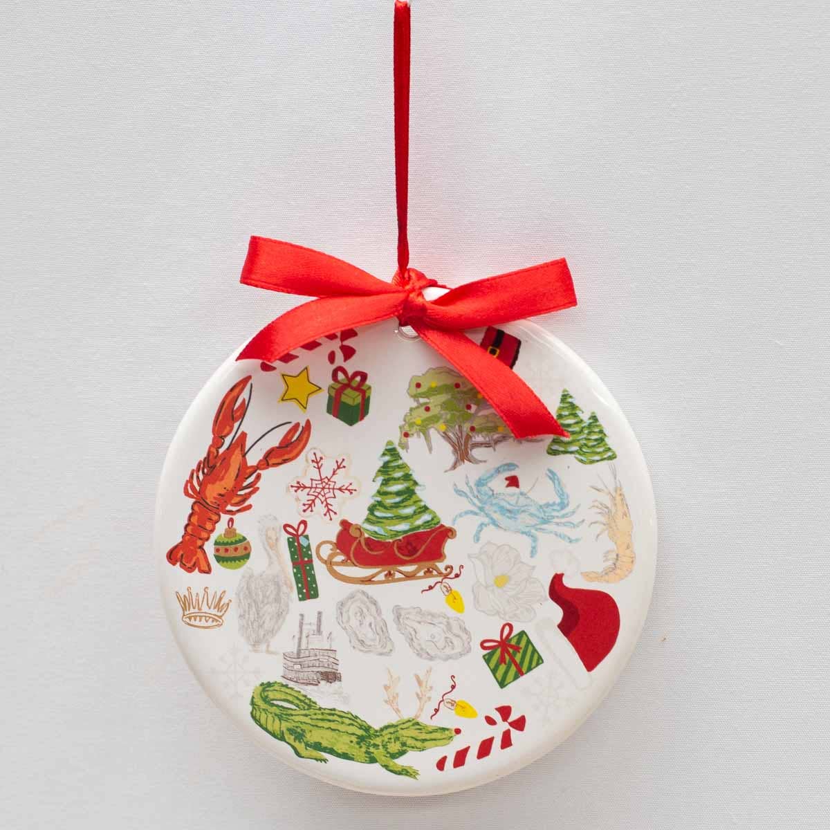 Cajun Christmas Ornament White/Multi 4"