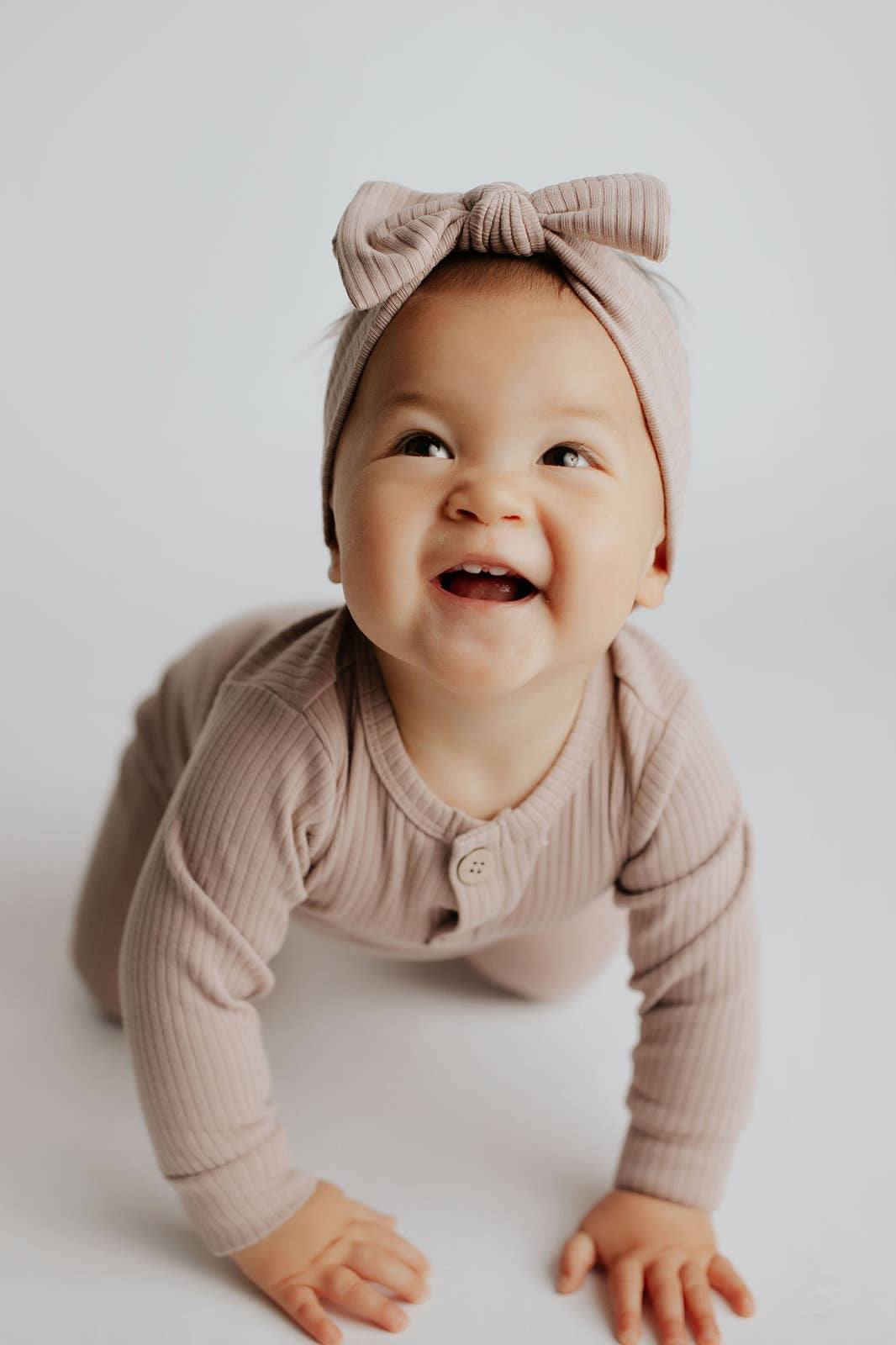 Baby Ribbed Playsuit with Pockets and Bow: Mauve / 18-24 Months