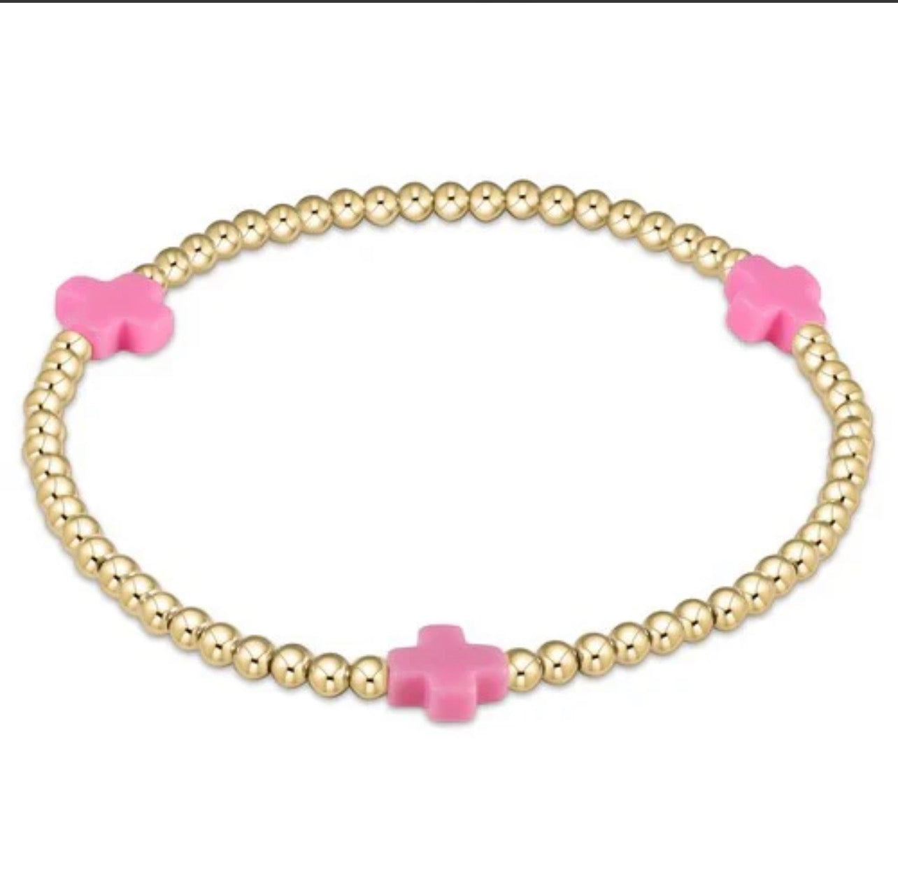 enewton extends - signature cross gold pattern 3mm bead bracelet