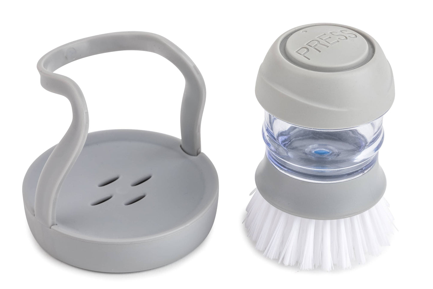 Dispensing Soap Scrub Brush with Holder - Pewter