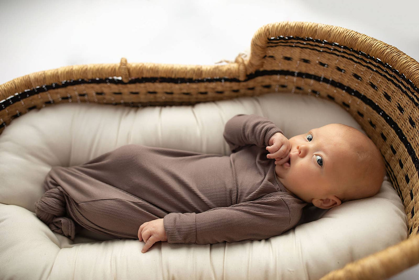 Cocoa Brown Ribbed Knotted Newborn Baby Gown sleepwear: Gown