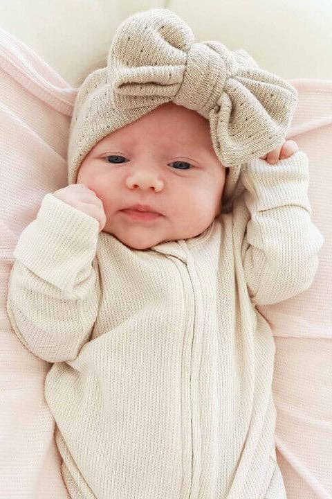 Large Knit Bow: Pearl White