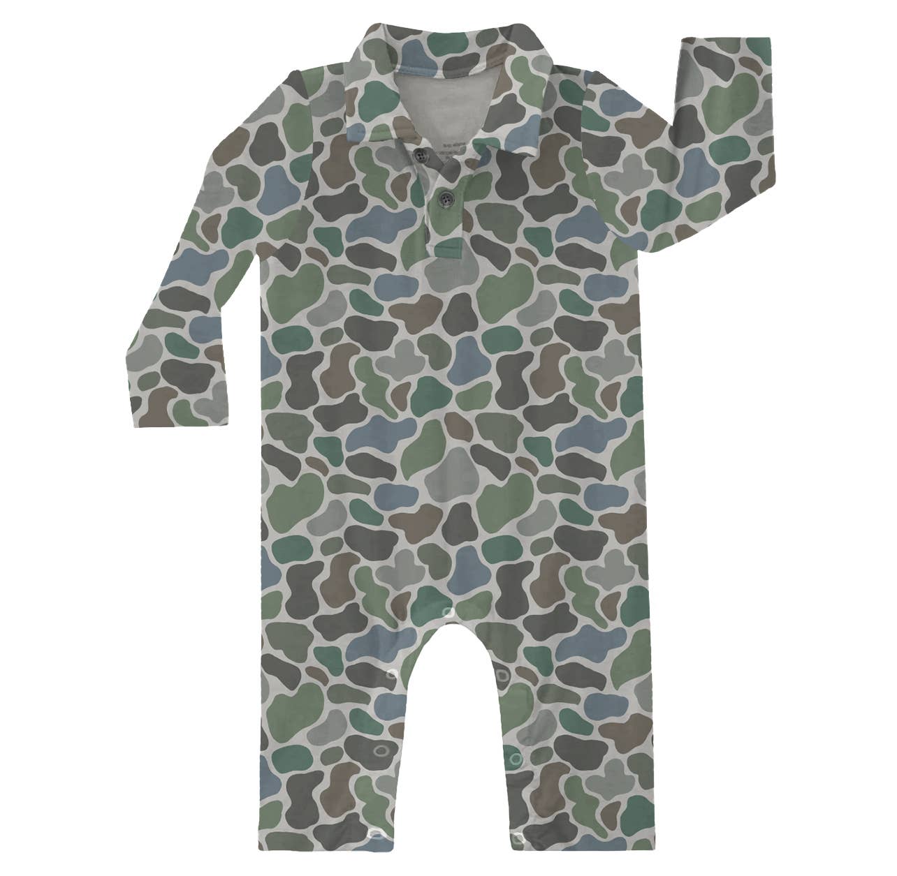 Camo Long Sleeve Polo Romper: 3-6 MONTHS