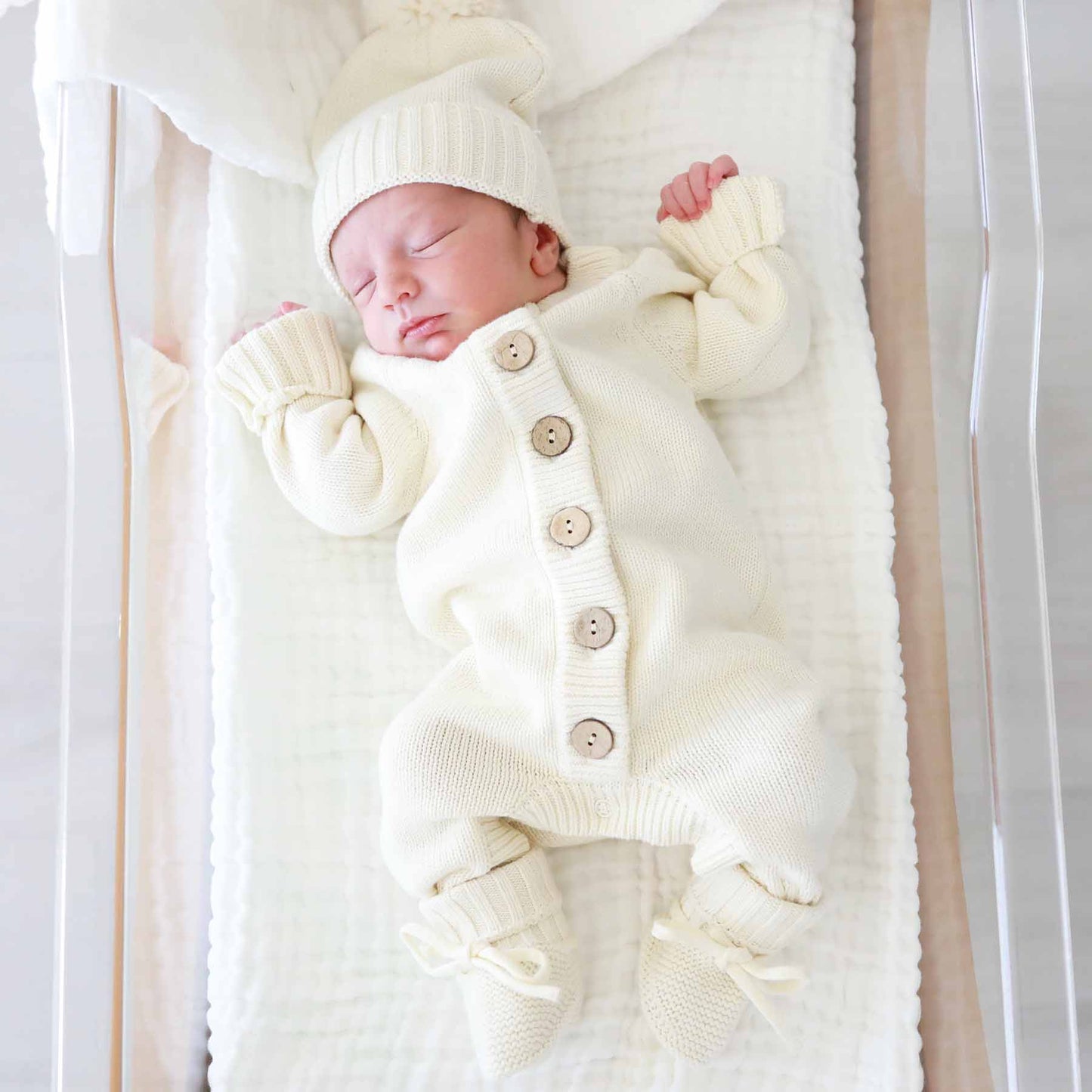 Knit Sweater Button Romper: Iris / NB