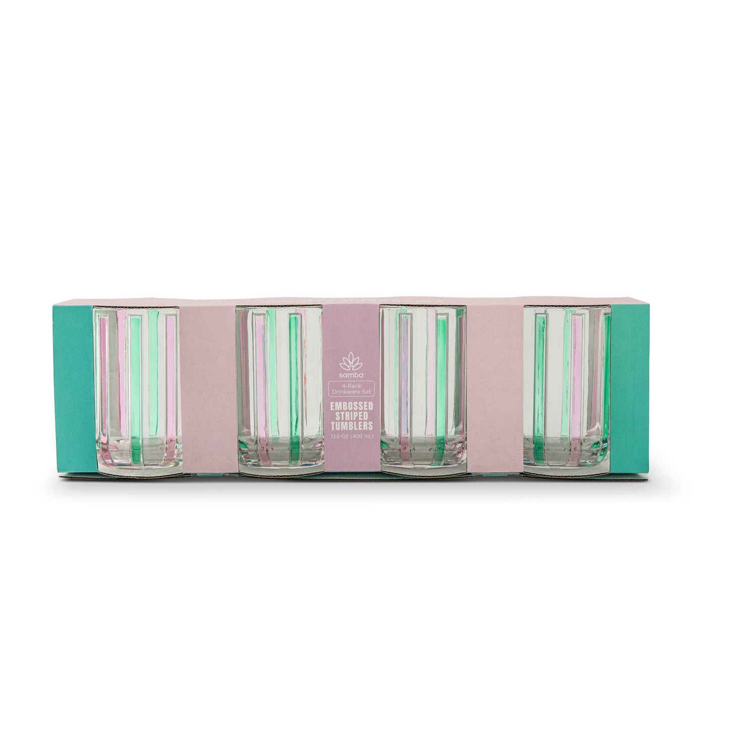 4pk 13.5oz Embossed Tumbler - Stripe ARF/PIS