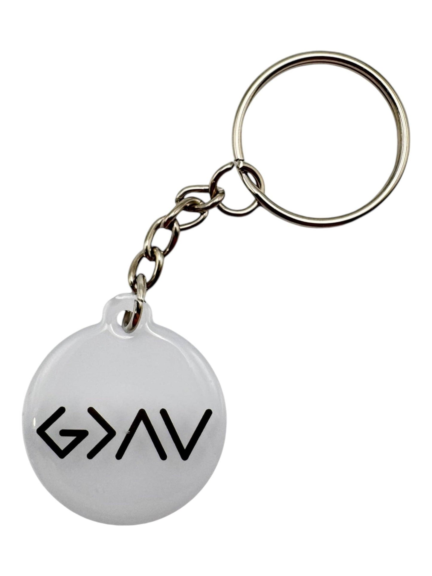 Tap To Pray™ - Prayer Tag Keychains: White + God Is Greater