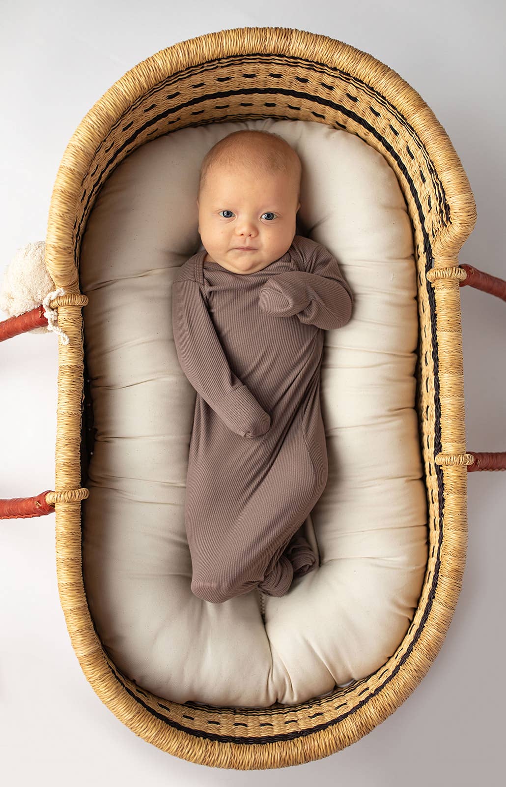 Cocoa Brown Ribbed Knotted Newborn Baby Gown sleepwear: Gown