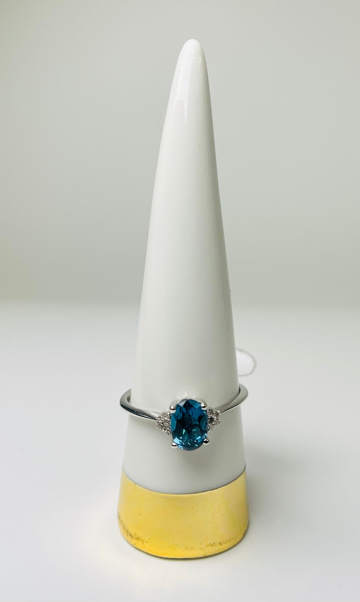 Oval London Blue Topaz Ring with Diamonds
