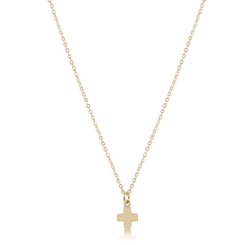 Egirl 14” necklace gold-signature cross small gold disc charm