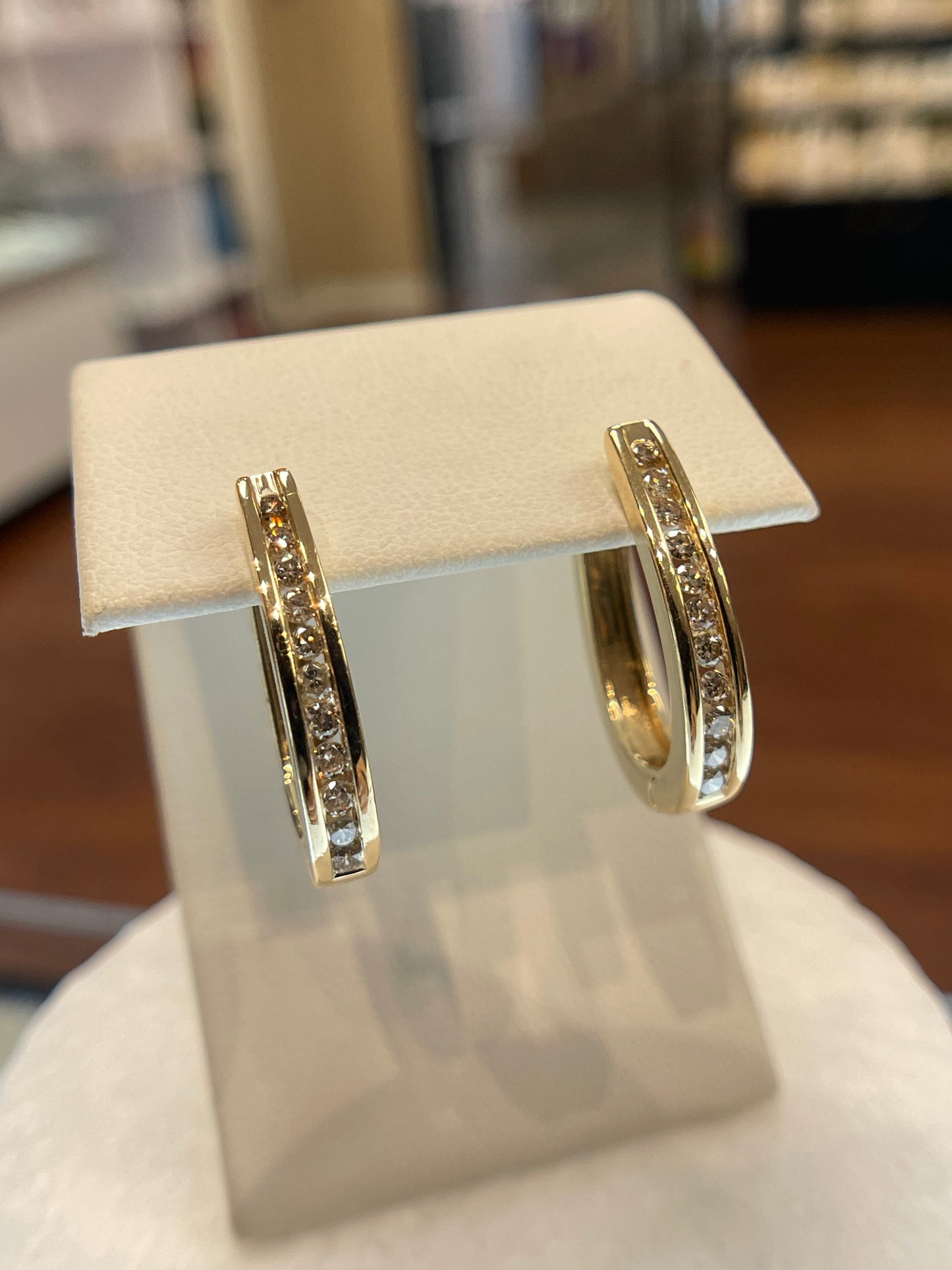 YG diamond hoop earrings