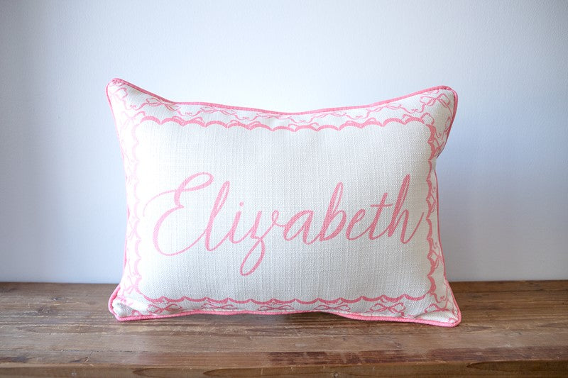 CHINOISERIE BOW BABY NAME PILLOW