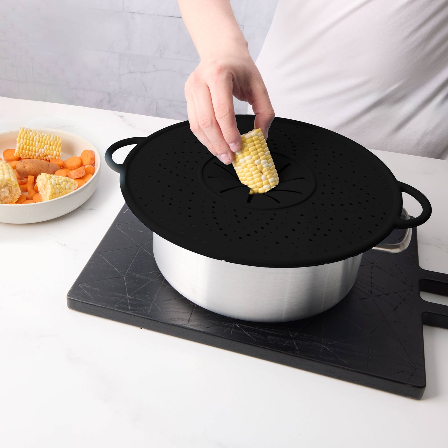 Silicone Splatter Screen with Splash Guard - Onyx