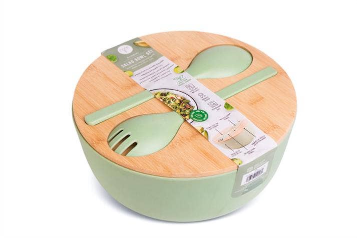 4pc Bamboo Salad Bowl Set - Leaf
