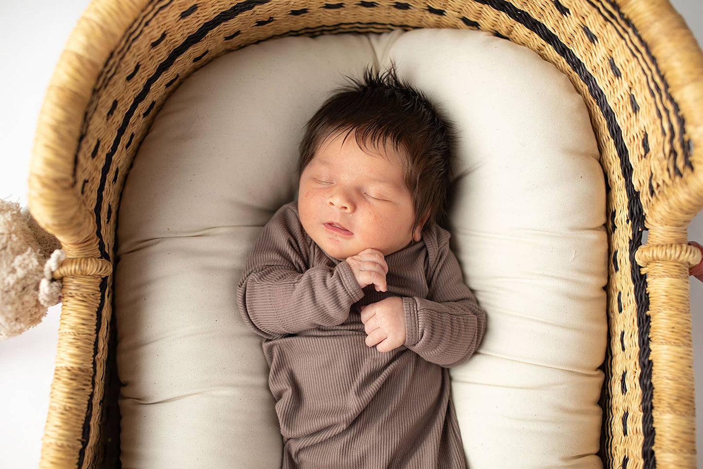 Cocoa Brown Ribbed Knotted Newborn Baby Gown sleepwear: Gown