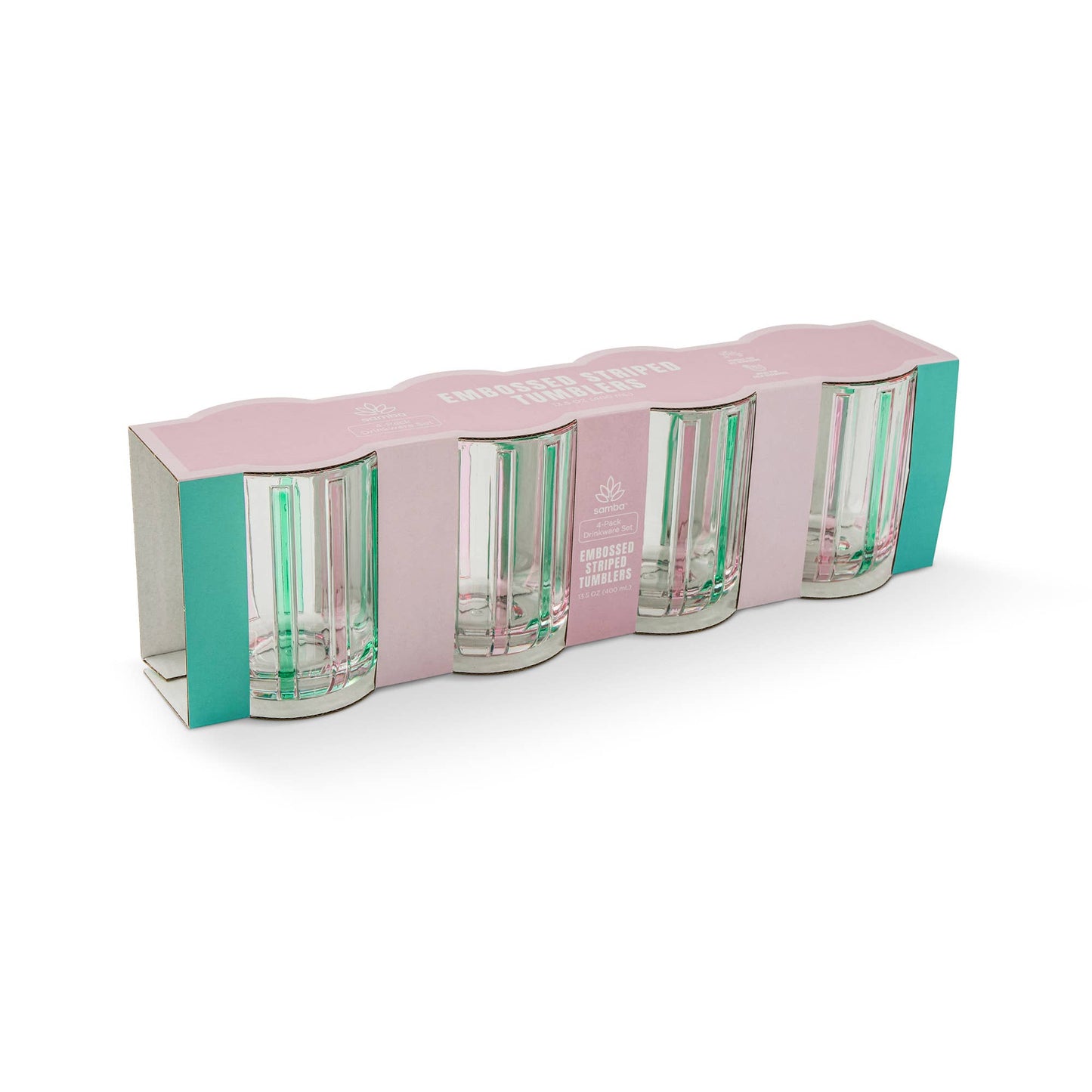 4pk 13.5oz Embossed Tumbler - Stripe ARF/PIS
