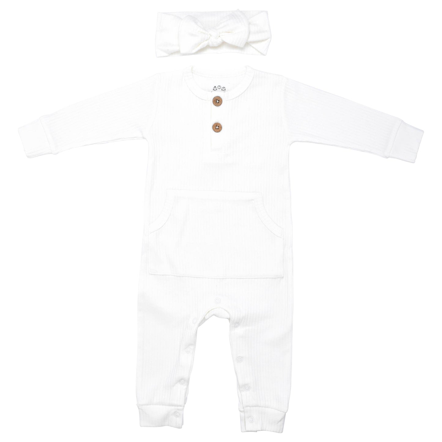 Baby Ribbed Playsuit with Pockets and Bow: Mauve / 18-24 Months