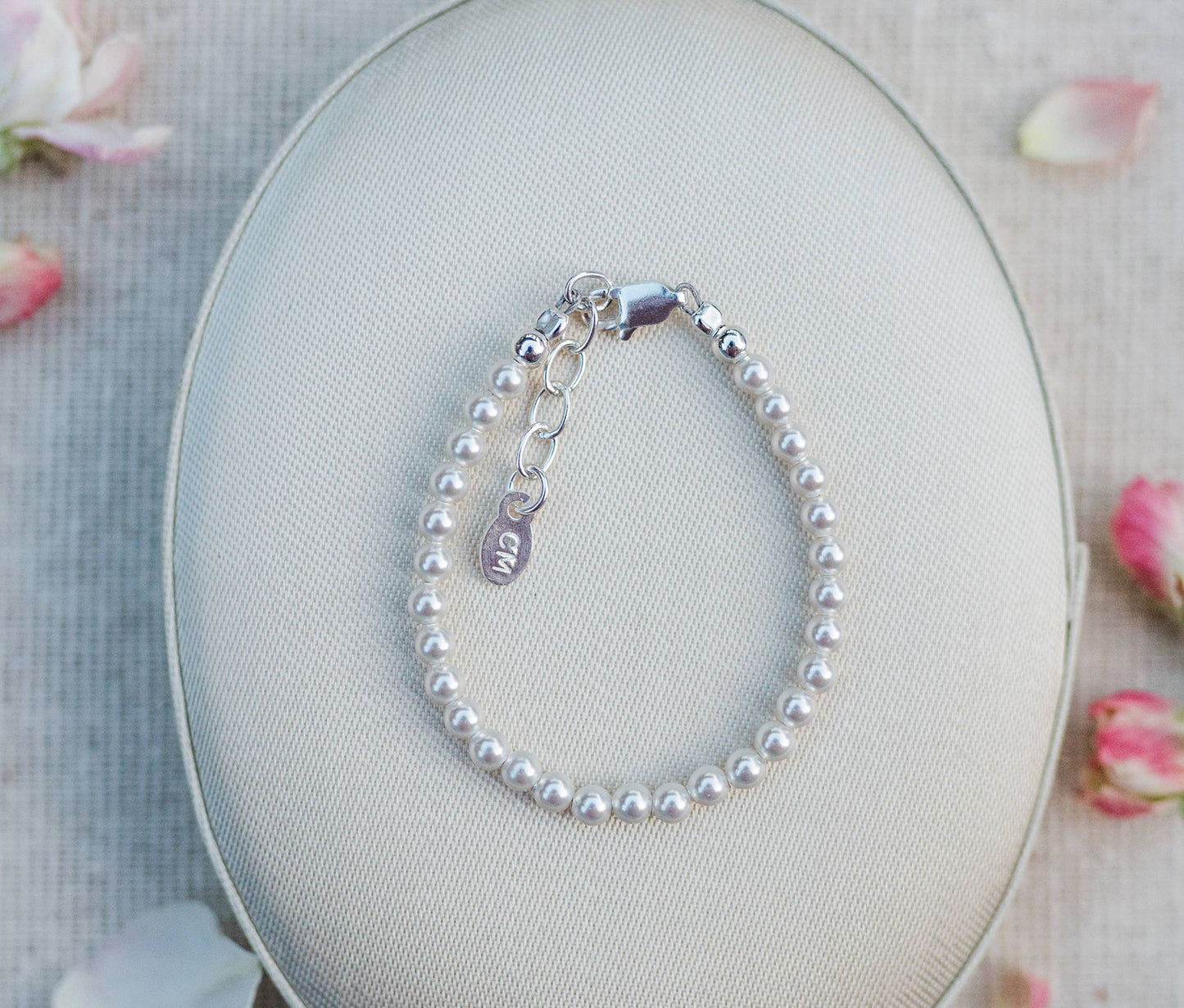Sterling Silver Baby's 1st Pearls Bracelet Keepsake Gift: Large 6-12 Years
