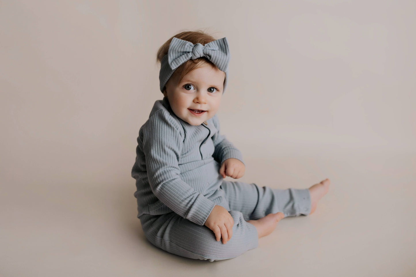 Baby Ribbed Playsuit with Pockets and Bow: Mauve / 18-24 Months