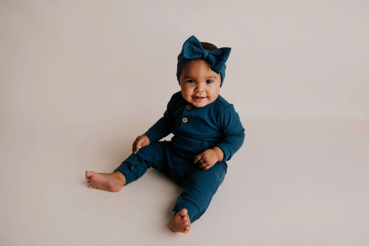 Baby Ribbed Playsuit with Pockets and Bow: Mauve / 18-24 Months
