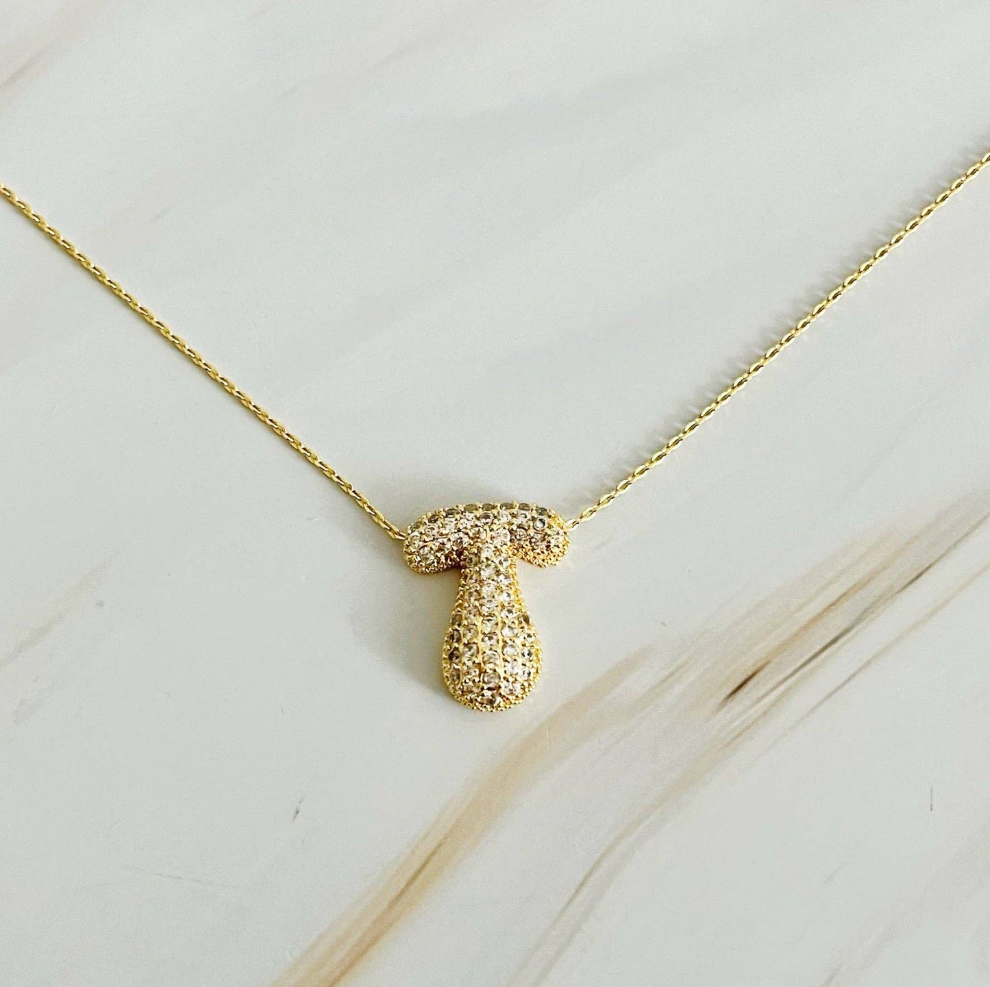 Crystal Bubble Initial Necklace: G