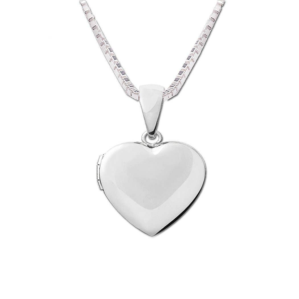 Sterling Silver Girls Heart Locket Kids Necklace: 16-18 inch
