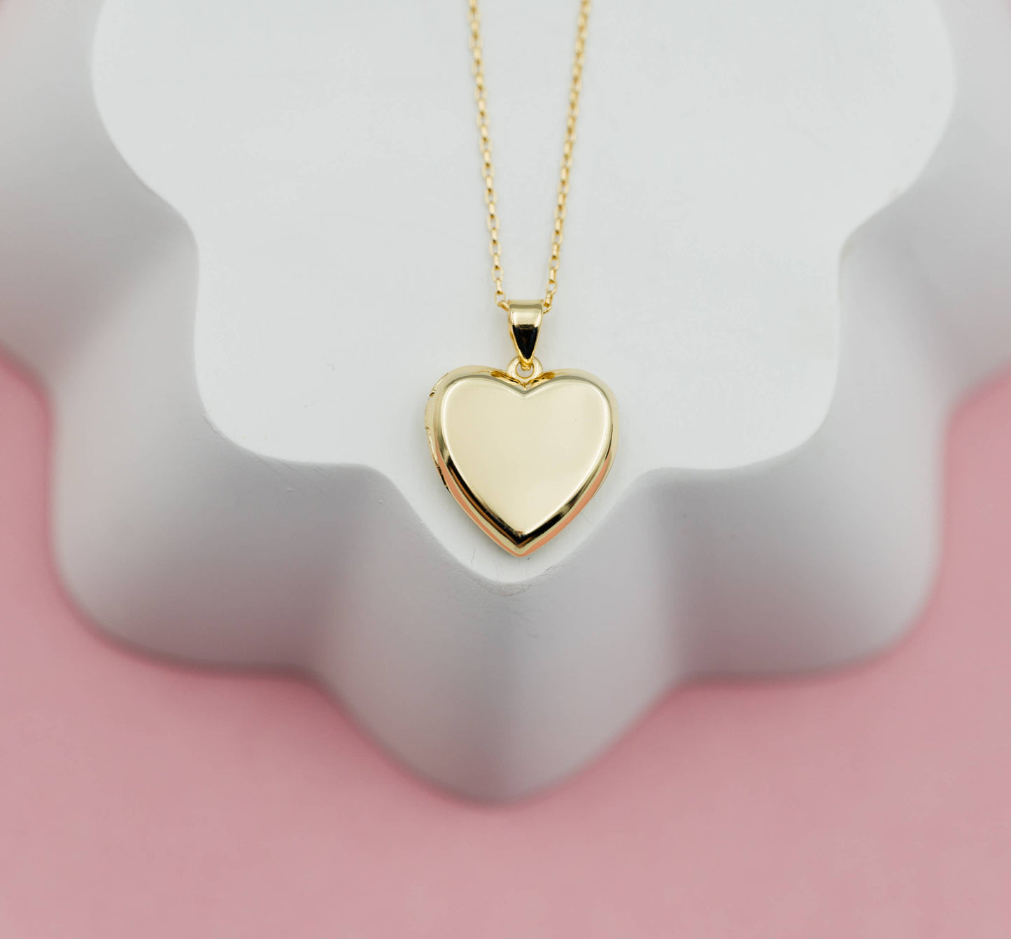 14K Gold-Plated Heart Locket for Little Girls and Kids: 14 inch