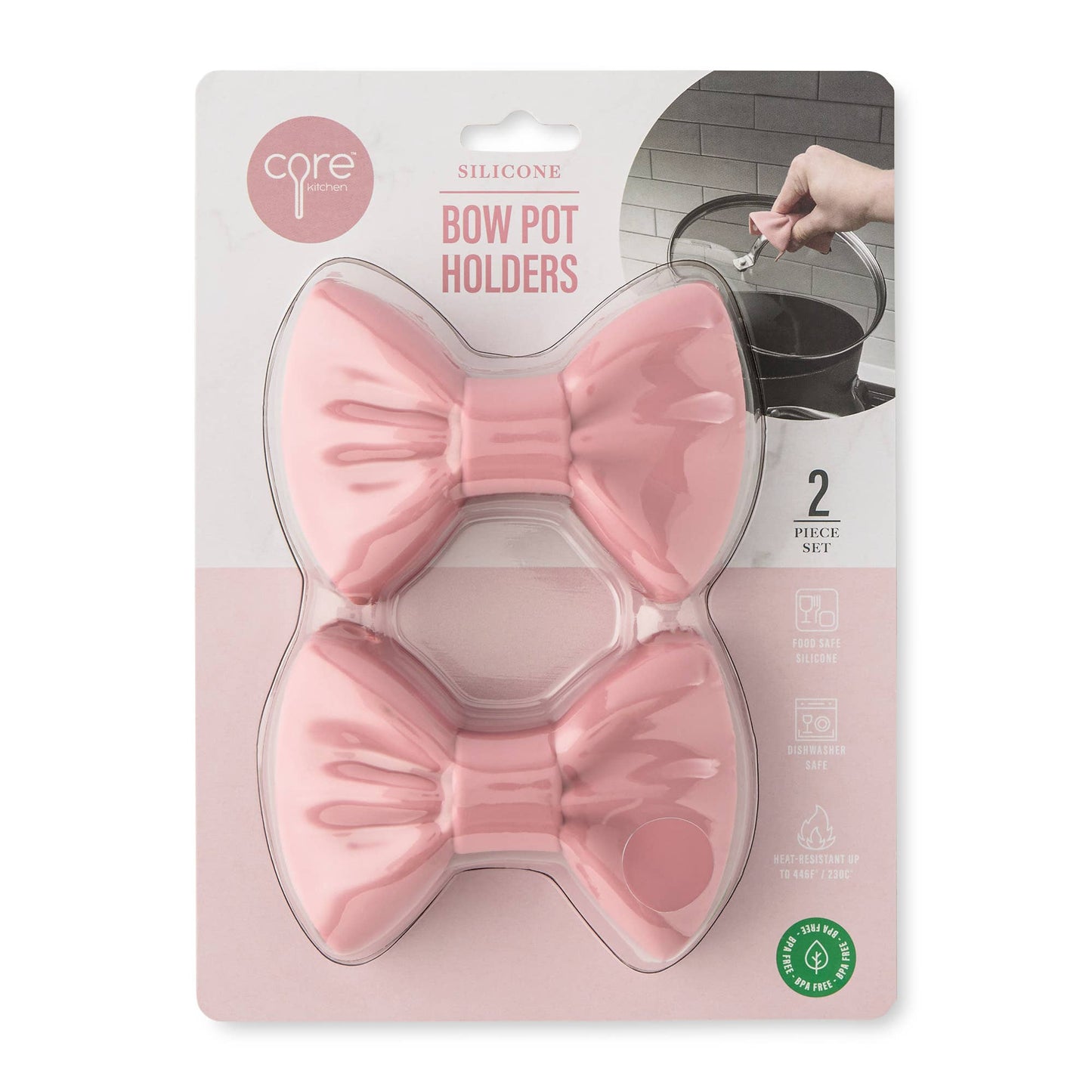 2pk Silicone Bow Pot Holders - Vintage Pink